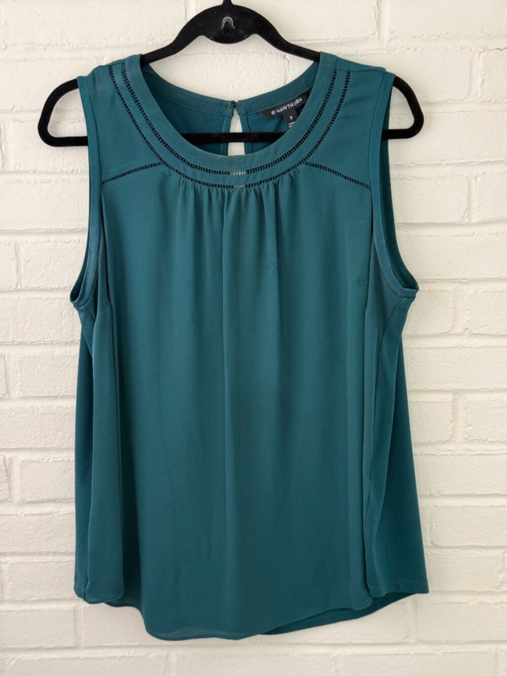 41 Hawthorn | Teal Lace Detail Tank Blouse | 1X - Picture 6 of 10